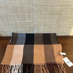 Oversized Soft Black & Tan Burberry Style Plaid Acrylic Scarf by Jenni